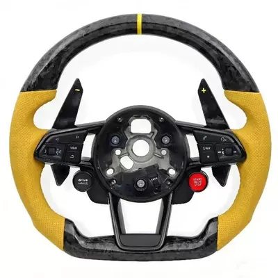 Suitable for Audi TT A4 B5 B6 B7 S5 B9 R8 A8 D3 S3 upgraded carbon fiber steering wheel (Steering wheel) - yellow