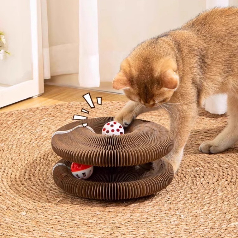 新しい猫スクラッチボード磁気変化可能な段ボールアコーディオン猫スクラッチボードペット用品猫の爪研削耐摩耗性猫のおもちゃ|undefined