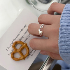 Double Zirconia Pearl Ring for Women, Lightweight Luxury, Unique Design, Sparkling Diamond, Commute Openable, Adjustable Index Finger Ring