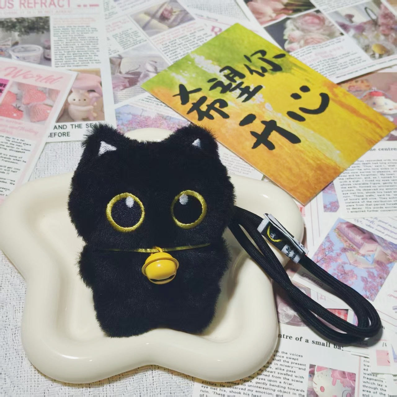 Super lindo pareja gatito peluche muñeca llavero lindo bolso de estudiantes pequeño colgante muñeca de viento para enviar a una amiga