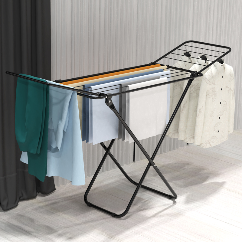 Balcón patio quilt rack gran ala percha de secado plegable para interior y exterior varilla de secado tipo suelo