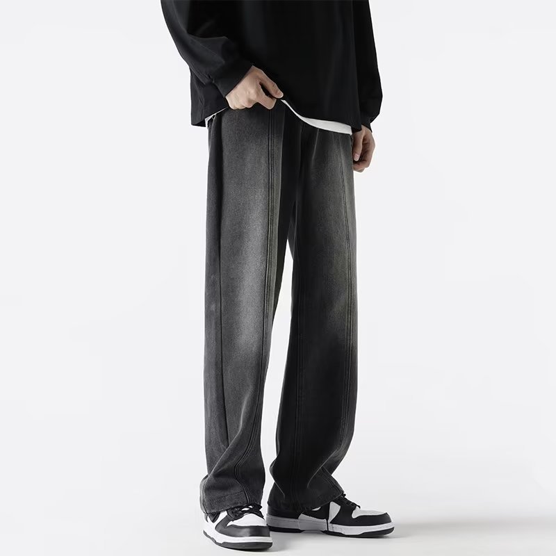 Estilo de Hong Kong hombres de moda verano nuevo estilo 2024 personalidad alfabeto jeans hip-hop ins marea calle alta tendencia pantalones guapos