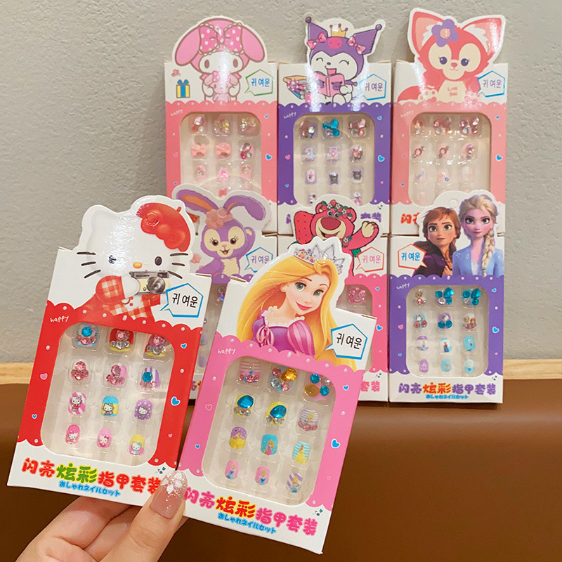 Niños dibujos animados princesa de uñas pegatinas de uñas parches tridimensionales niñas no tóxicos inodores niñas usan joyas de uñas