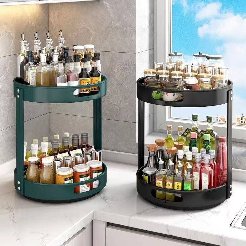 Kitchen Seasoning Storage Rack New Rotating Multifunctional Corner Living Room Countertop Toilet Makeup Storage Rack High
