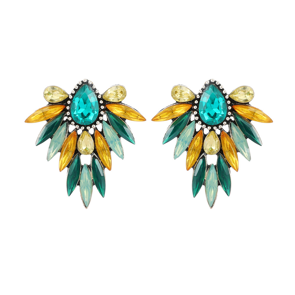 33g Weight Electroplated Gold Plating Process Retro Geometric Alloy Tassel Plating Inlay Artificial Gemstones Women's Earrings 1 Pair