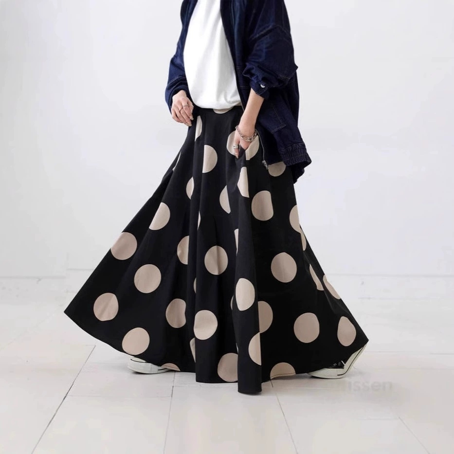 2025 весна и лето новая мода японско-корейская юбка в горошек