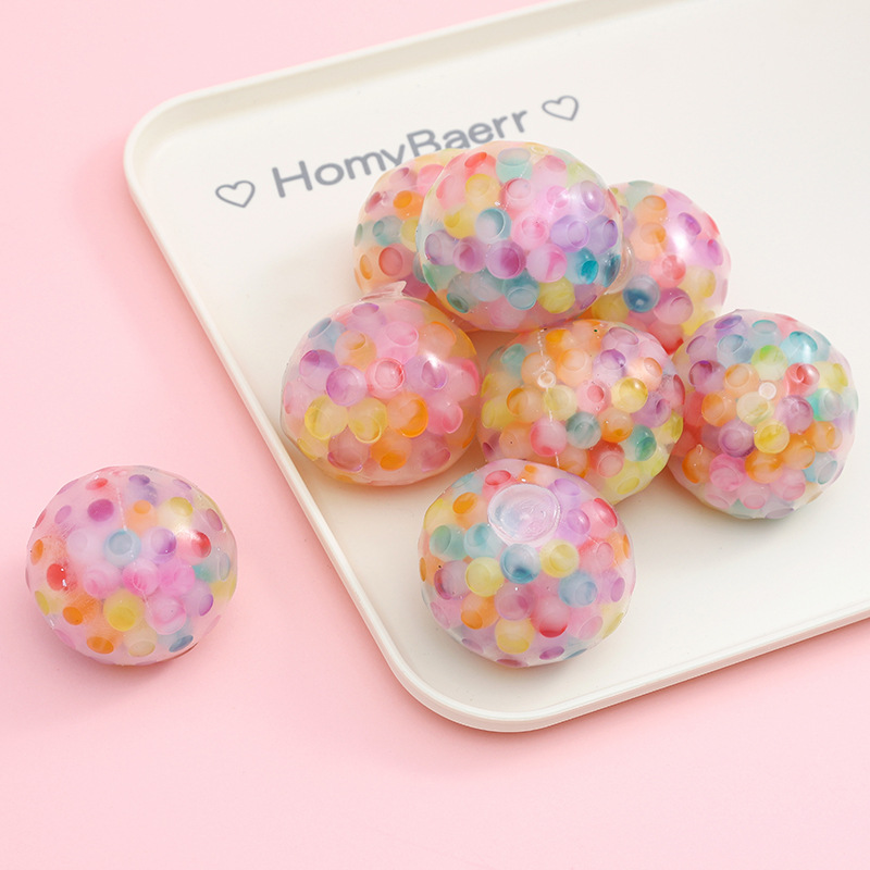 Juguetes de bola de descompresión Bola de uva de ventilación para niños 6.0 Cuentas de patrón Cuentas de color Descompresión Bola de ventilación Aprieta Música de pellizco