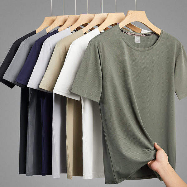 Silk quick dry breathable summer thin sports solid color T-shirt for…