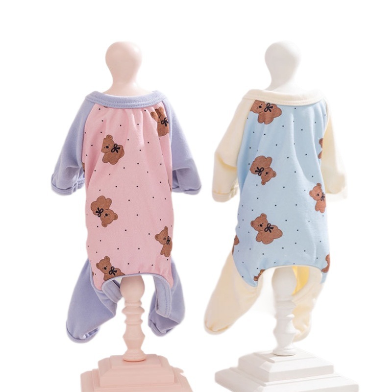 Primavera y verano mascotas impresa bolsa de dibujos animados abdominal ropa de cuatro patas perros y gatos ropa de abdominal ropa doméstica perros pequeños y medianos