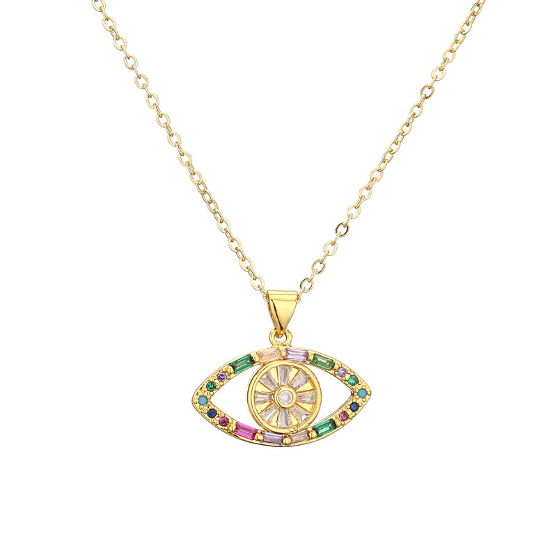 Fashion Devilu0027S Eye Copper Plating Inlay Pearl Zircon Pendant Necklace 1 Piece