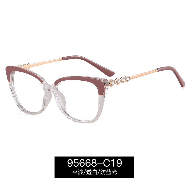 95668 nuevo metal primavera pie cuadrado marco anti azul luz gafas mujeres TR90 completo marco miopía Marco en stock al por mayor