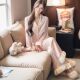 Spring and Autumn New Pajamas Women's Ice Silk Light Luxury Sweet Butterfly Embossed Long-sleeved Trousers suit High-end Sense Home Clothes