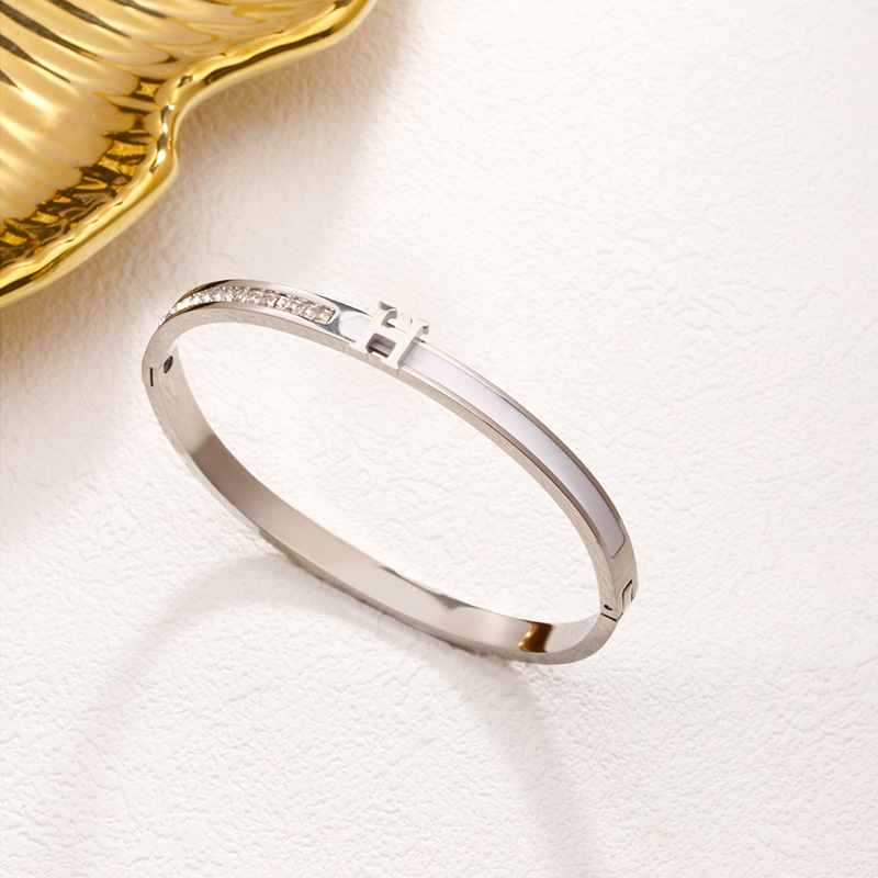 48H 화이트 오일 팔찌 스틸 컬러