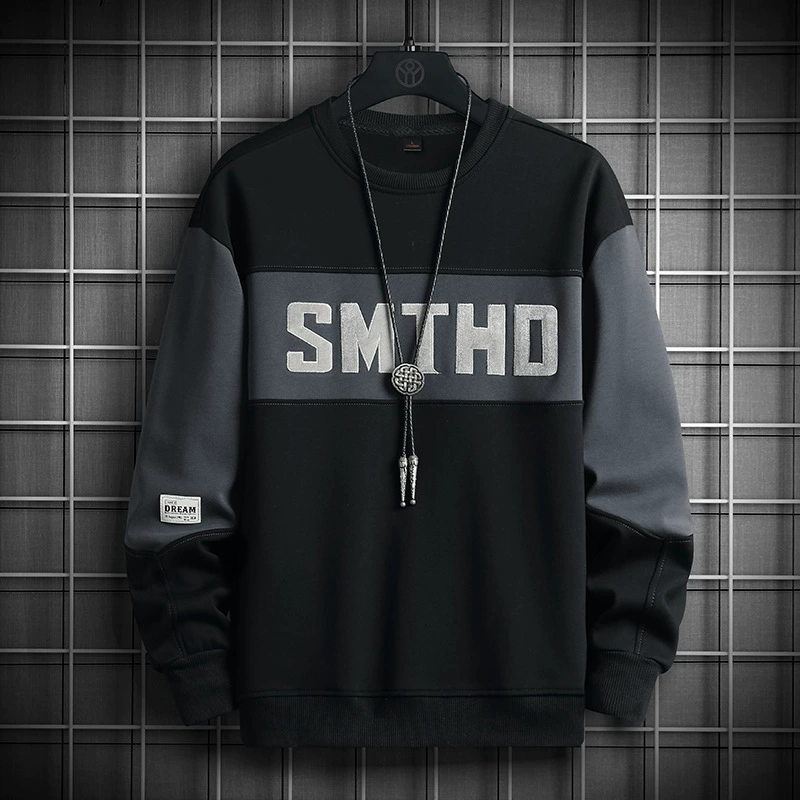 Новый трансграничный свитер на весну и осень, Мужской Хлопковый модный мужской свитер в Корейском стиле с вышивкой, модная брендовая одежда с круглым вырезом, подходящая по цвету, мужская одежда