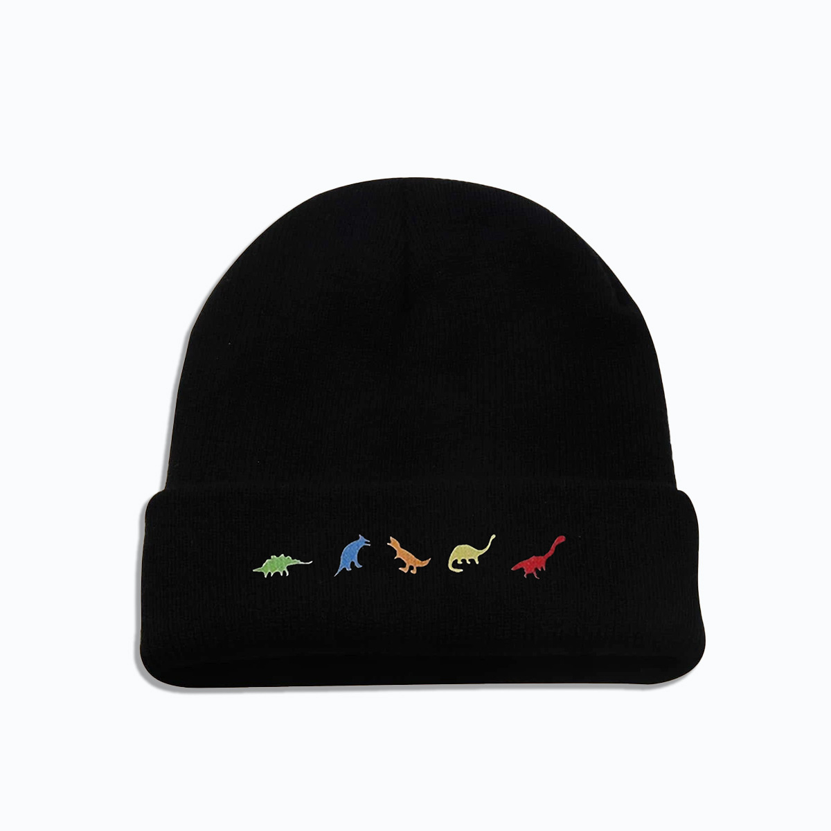 White, Black Color Autumn And Winter Fashion Cold-proof Woolen Hat Korean Version Trend Personality Five Dinosaur Knitted Hat