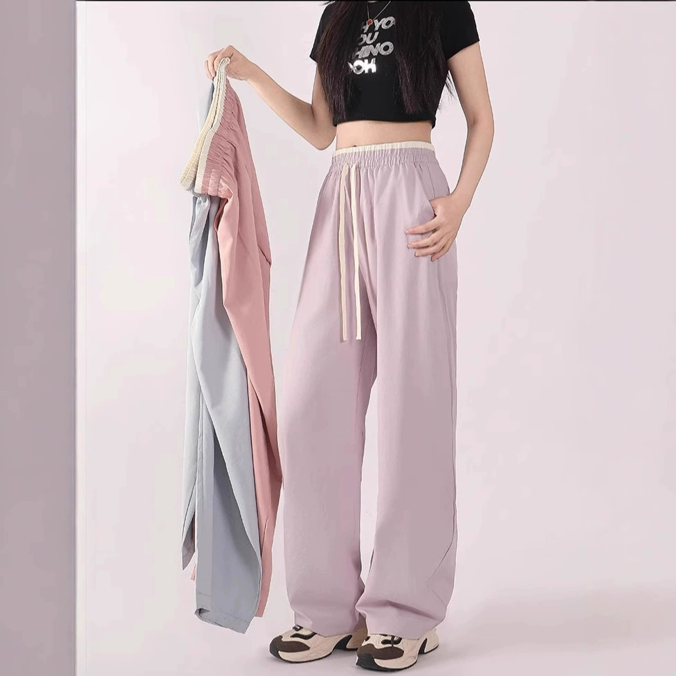 Новые контрастные мягкие шелковые брюки женские весной и летом