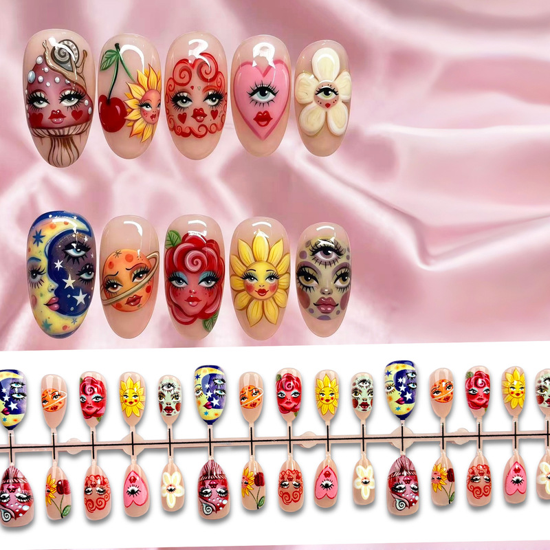 Halloween funny face ins wearable nails Halloween nails European and American art cross-border nail patches Halloween funny face ins wearable nails Halloween nails European and American art cross-border nail patches