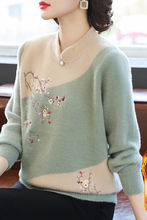 妈妈冬装加绒加厚毛衣保暖仿水貂绒毛一体打底衫中老年女洋气上衣