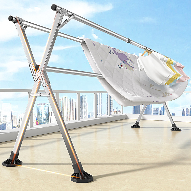 Foldable Indoor and Outdoor Clothes Drying Rack for Home Use on Balcony and Bedroom, Stainless Steel Outdoor Retractable Rod-Type Quilt Drying Tool Foldable Indoor and Outdoor Clothes Drying Rack for Home Use on Balcony and Bedroom, Stainless Steel Outdoor Retractable Rod-Type Quilt Drying Tool