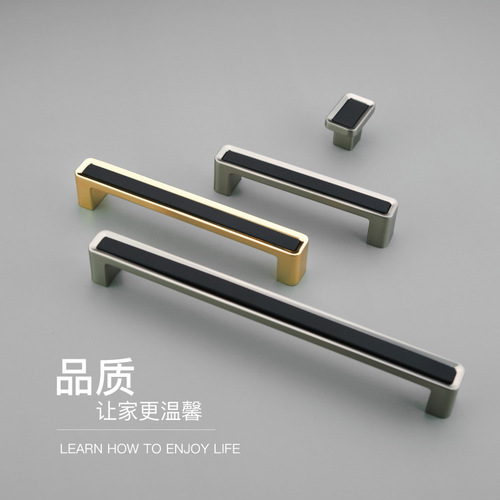 High-end golden black zinc alloy cabinet door handle Nordic light luxury cabinet drawer door handle single hole furniture handle