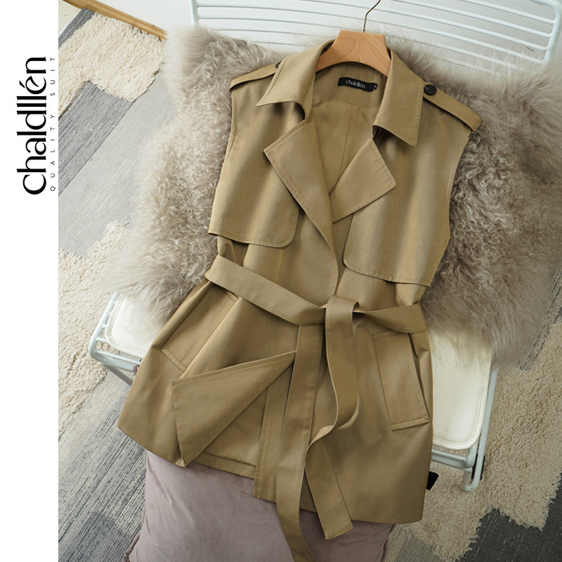 Beidao Ma Fashion Trendy Trench Coat Vest for Women, New Outerwear, Slimming British Style, Sleeveless, Versatile for Spring and Autumn, Niche
