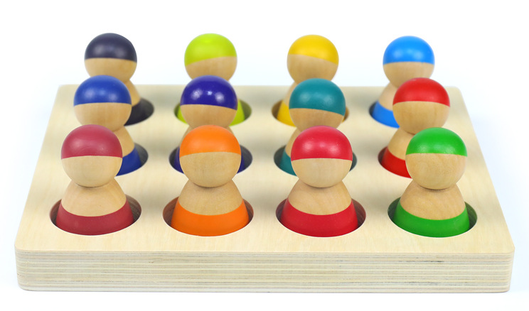 Bloques de construcción de arco iris para niños de madera juguetes bebé color cognición educación infantil altura apilamiento 3-10 años Juguetes