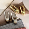 Golden geometric design advanced metal earrings, European style, high-quality style
