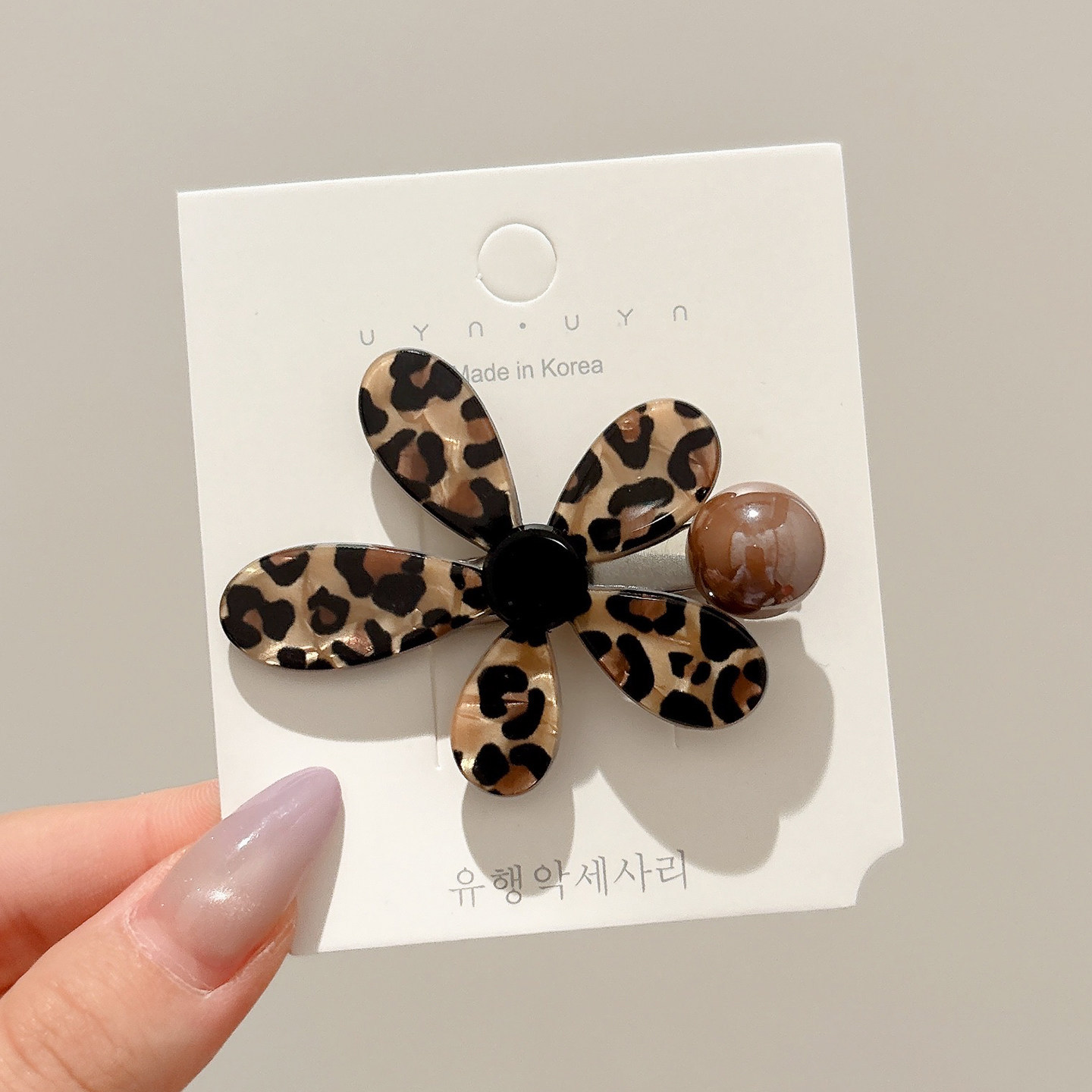 1# leopard print flower hair clip, approximately 6.5cm