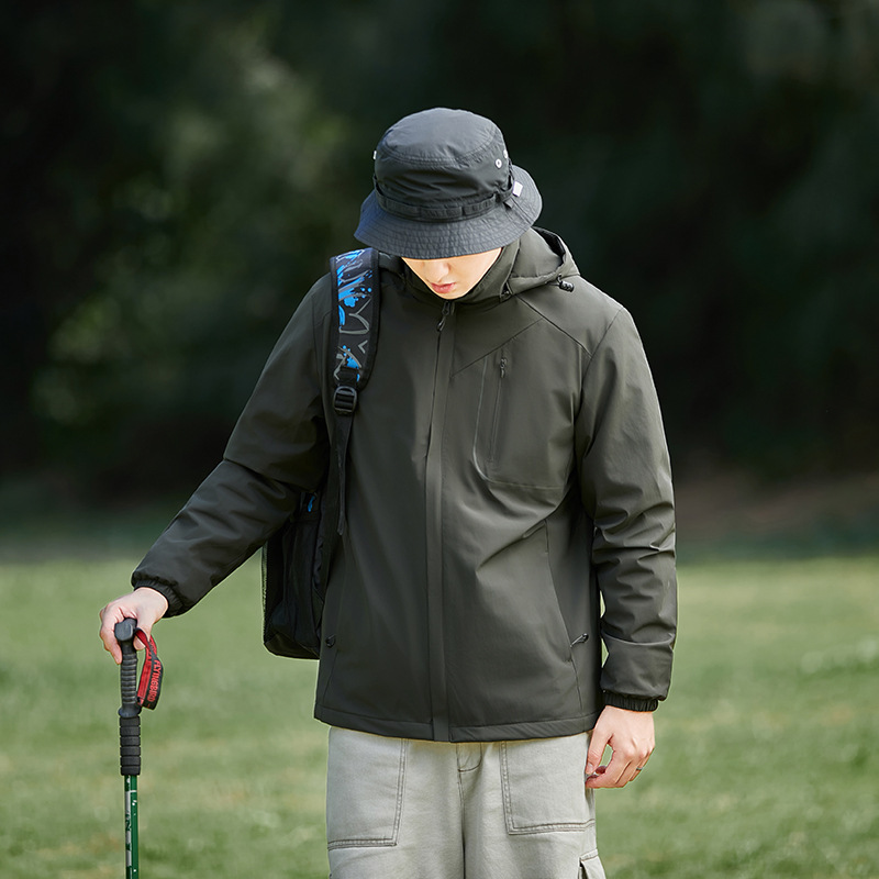 工厂直销新款冬季男大码纯色防寒连帽棉衣户外登山休闲外套|undefined