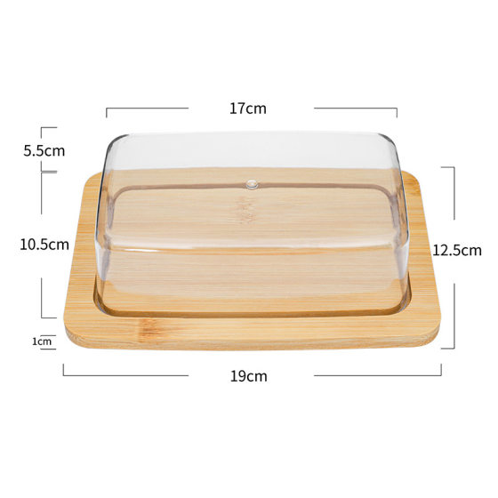 Bamboo butter box with lid Amazon popular transparent butter plate cheese cheese round storage crisper cross-border