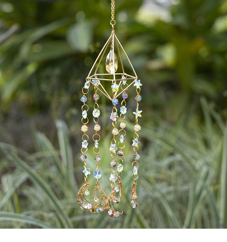 200g Weight Dreamcatcher Home Textiles & Decor Type 1 Piece Quantity Indoor Occasion Crystal, gravel, Iron Material Moon Pattern Romantic Style Romantic Moon Crystal Gravel Iron Dreamcatcher Wall Art 1