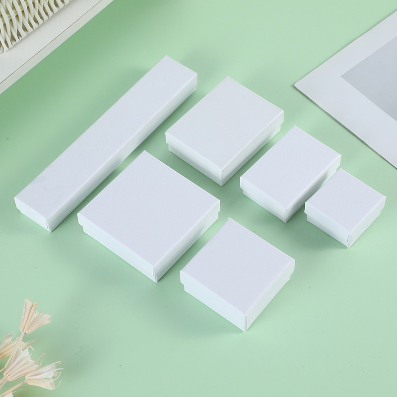 天地盖首饰盒礼盒白色牛皮纸首饰包装盒项链戒指吊坠首饰收纳盒