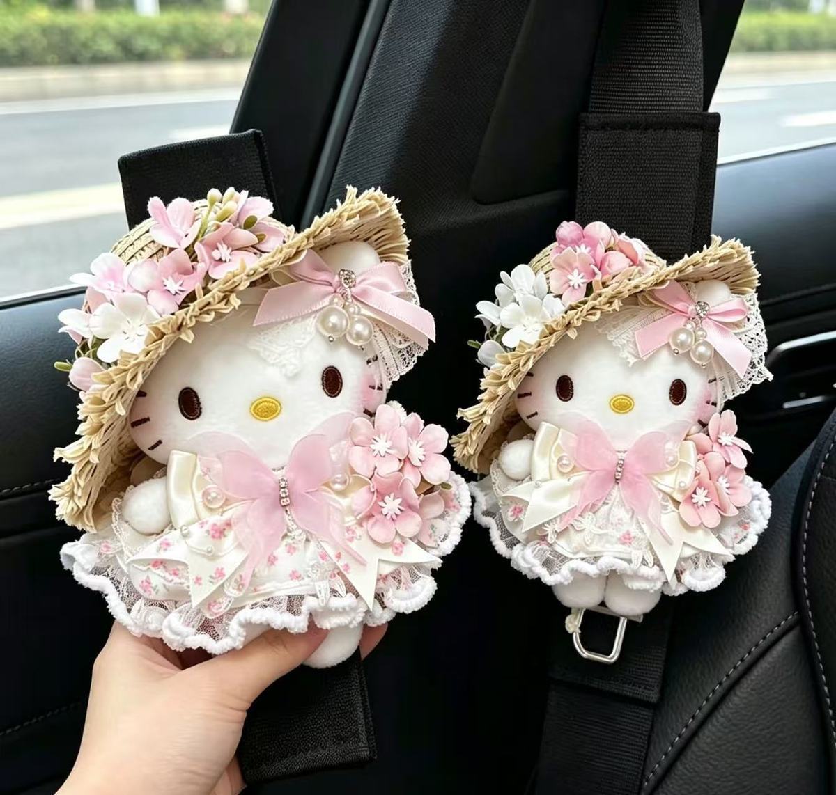 Cute Hellokitty Car Seatbelt Cover, Car Seatbelt Shoulder Pad, Seatbelt Decoration, Anti-Wear Clothing