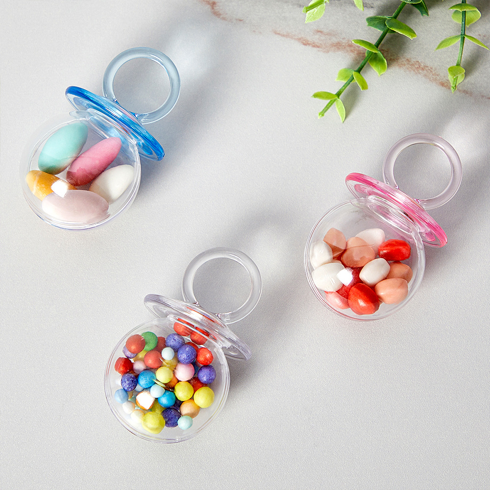 Forma creativa de chupeta baby shower caja de dulces de plástico baby shower acompañante caja de regalo de dulces de boda caja de almacenamiento image 1