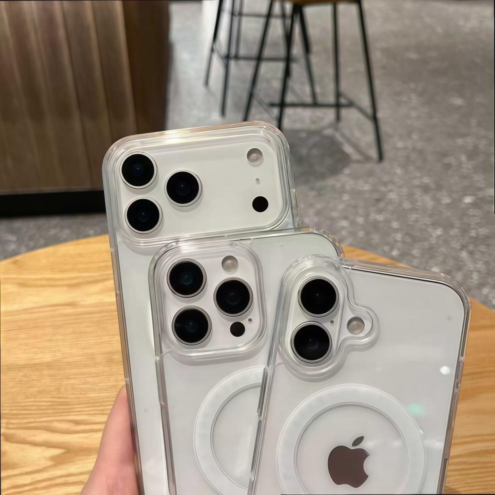 适用iPhone17Promax亚克力透明磁吸手机壳苹果16大孔15防摔保护套