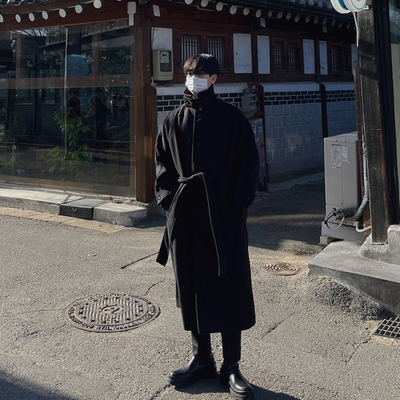 ASCLO Otoño e Invierno engrosada abrigo de lana estilo Coreano versátil de moda nueva cazadora suelta perezoso abrigo de lana de los hombres