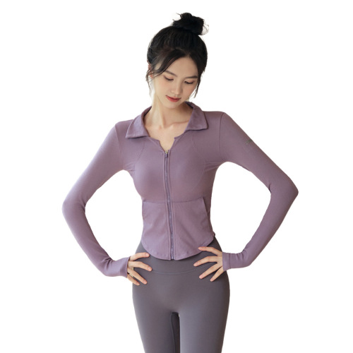 Yoga wear for women, autumn and winter zipper fashion sports jacket, outdoor running training, long-sleeved slim fit fitness top
