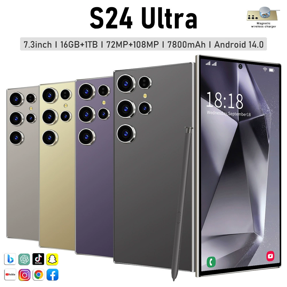 Смартфон S24, дисплей 7,3 дюйма, Android 16, 16 ГБ/1 ТБ, 108 МП, встроенный стилус