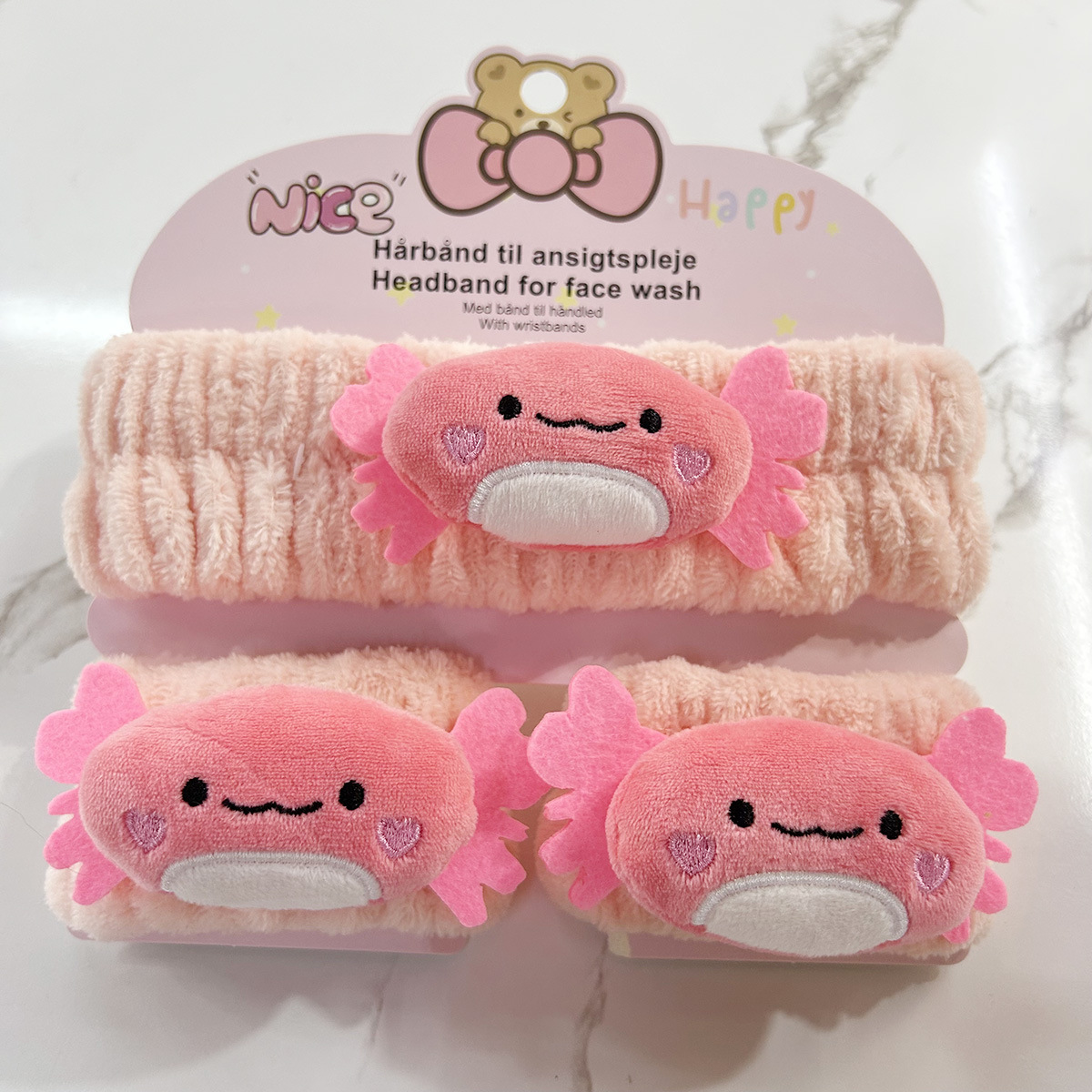 Banda de cabello de moda con tarjeta de papel dulce decoración de animales pequeños de peluche de lavado banda de cabello de dibujos animados correa de muñeca tridimensional