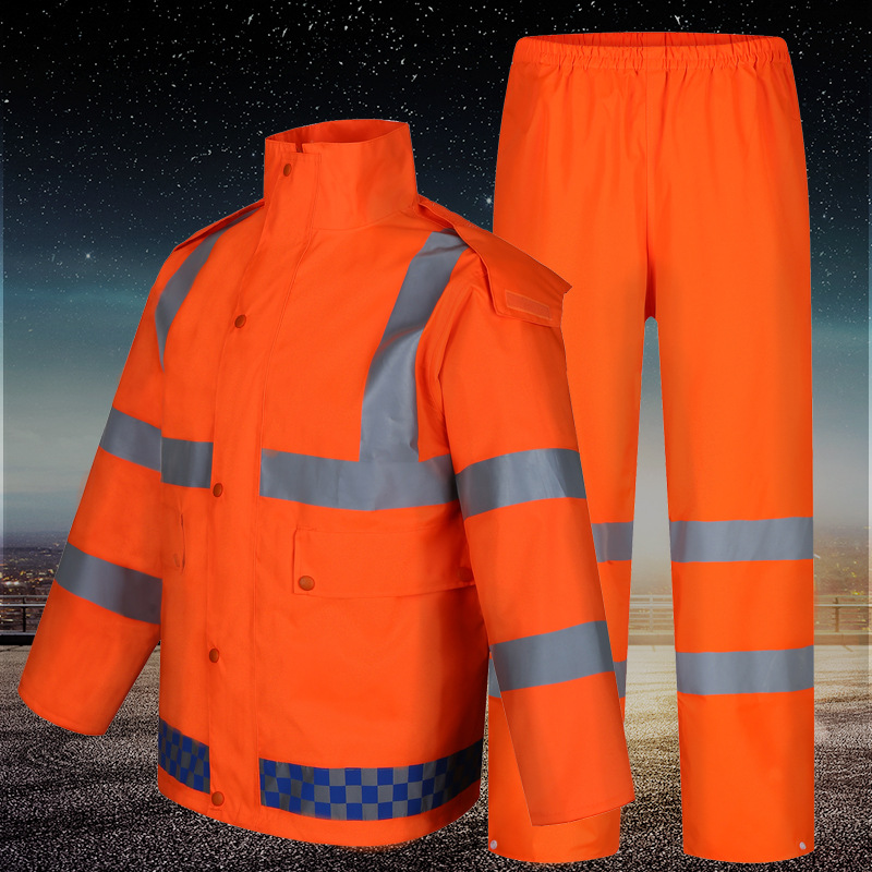 Fábrica directa saneamiento reflectante impermeable lluvia pantalones traje naranja jardín carretera construcción limpieza deber split impermeable