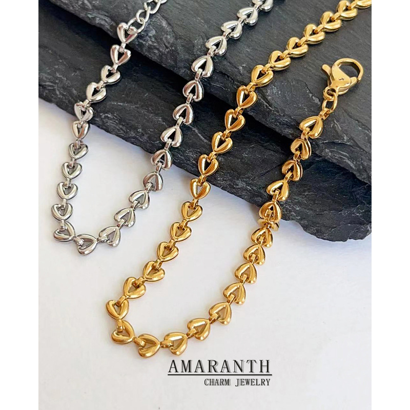 European and American Ins Style 18K Gold-Plated Simple Heart Braided Bracelet for Women Titanium Steel Cross-Border Non-Fading Bracelet Jewelry Wholesale