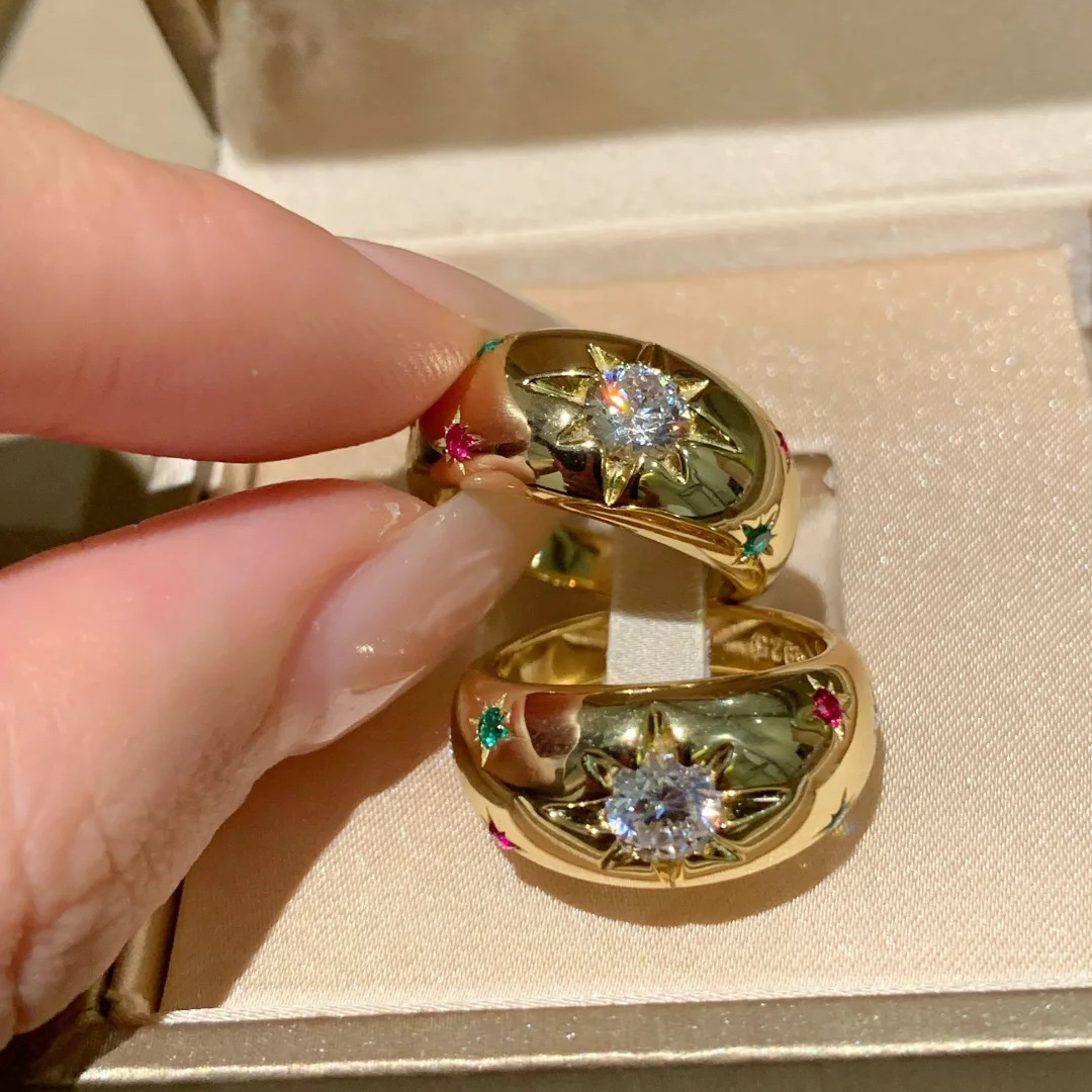 Star Pattern All Seasons Season Wholesale Jewelry Vintage Style Classic Style Star Copper Open Rings