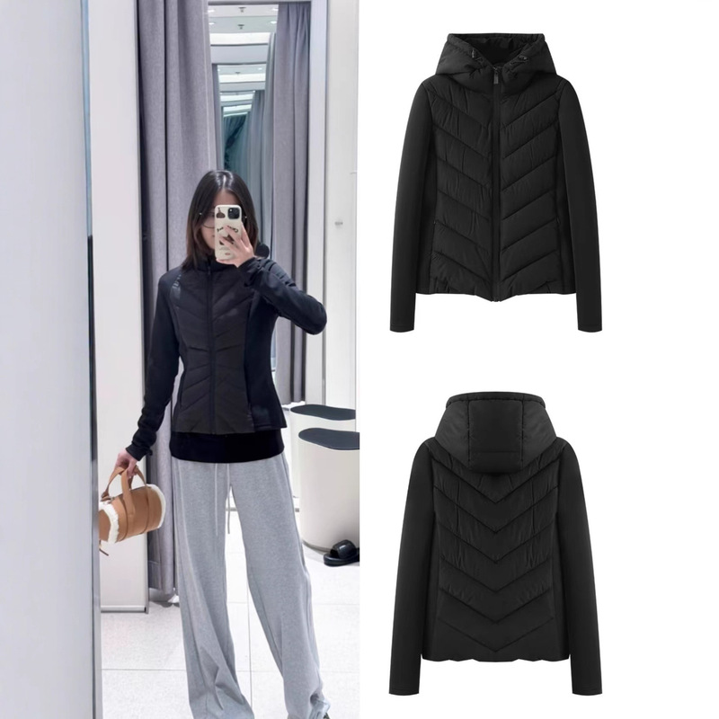 Cross-border AliExpress supply 2025 spring new women's fashion slim light cotton-padded jacket hooded jacket Cross-border AliExpress supply 2025 spring new women's fashion slim light cotton-padded jacket hooded jacket
