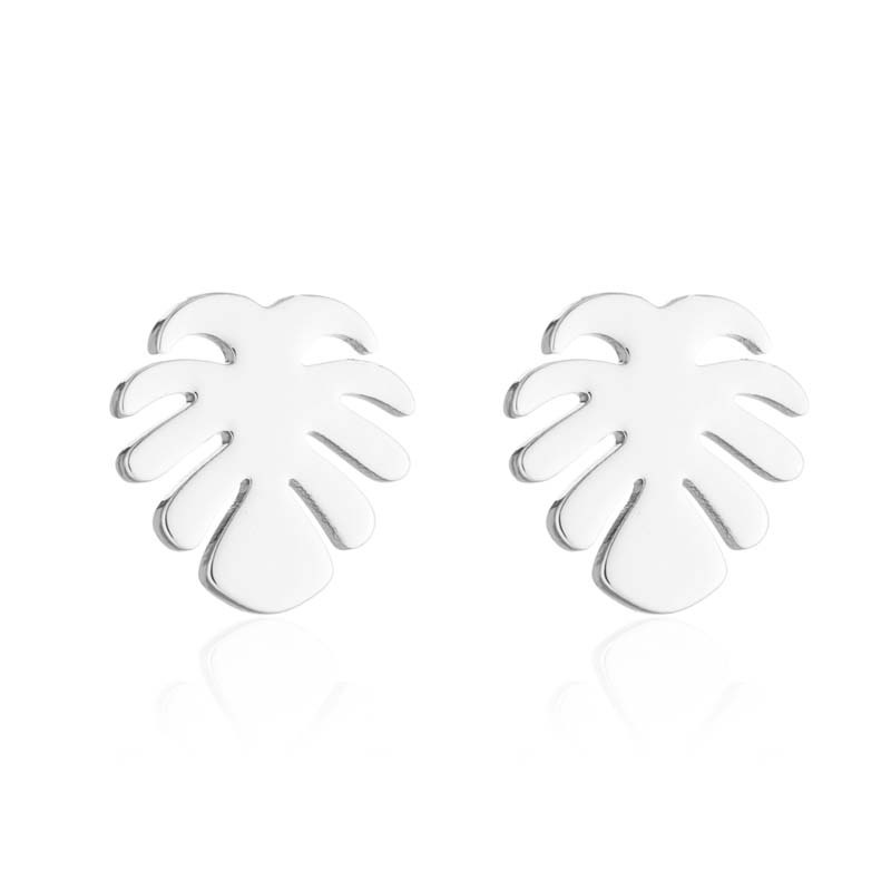 Women'S Gender PVD Coated 18K Gold Real Gold Plated Leaves 201 Stainless Steel Fashion Waterproof Non Tarnish Earrings Necklace