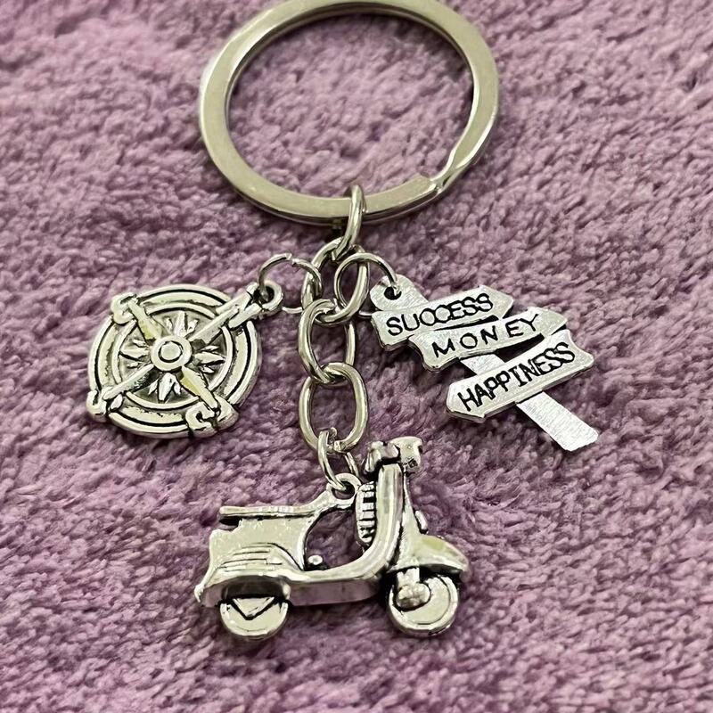 Success/Money/Happiness Compass Car Airplane Ship Bicycle Inspirational Keychain