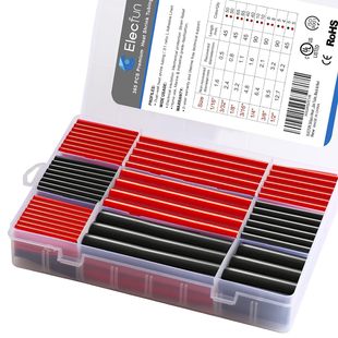 3:1 Heat Shrink Tubing Supply 365-Piece Set Combination Black and Red Double-Wall Heat Shrink Insulation Tubing High Temperature Resistant