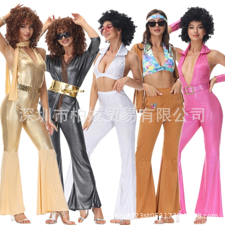 Halloween Costume 7 80 s Vintage Disco Costume Bar Masquerade cos Costume Hippie Club Show