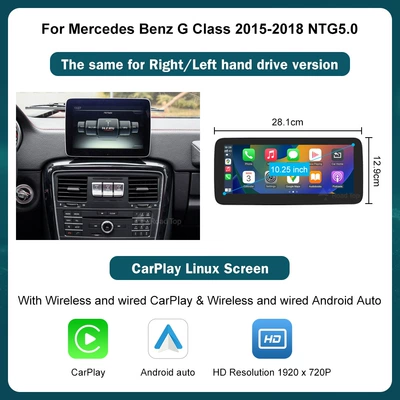 RoadTop wireless CarPlay Car display - class-1025inch-g-2015-2018-ntg50
