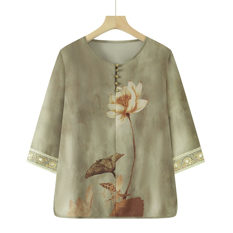 Летние рубашки для людей среднего и пожилого возраста, летняя тонкая одежда для бабушек с короткими рукавами для пожилых людей и старух, футболки и женские рубашки.