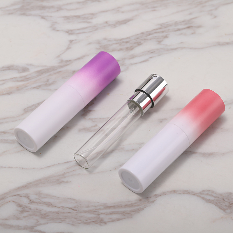 Internet celebrity supply product plastic rotating dispensing bottle, perfume spray dispenser bottle, telescopic atomizing sample bottle